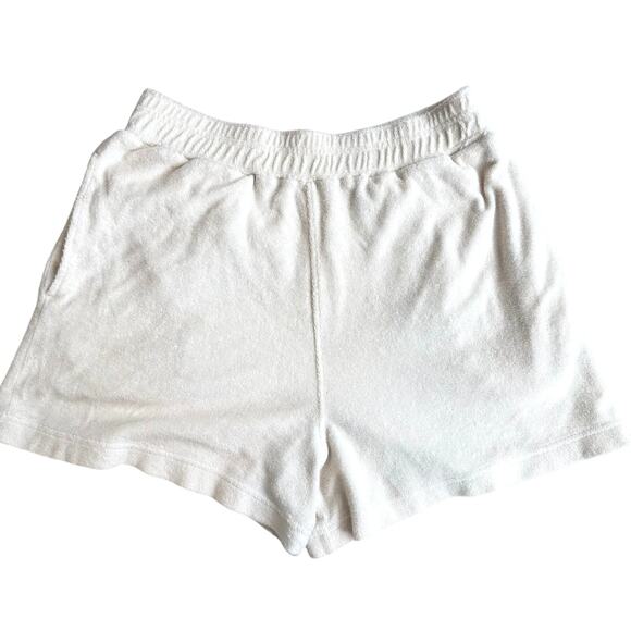 COS White / Tan Terrycloth Ultra High Rise XS Athleisure Sweat Shorts w/ Pockets - Picture 1 of 4